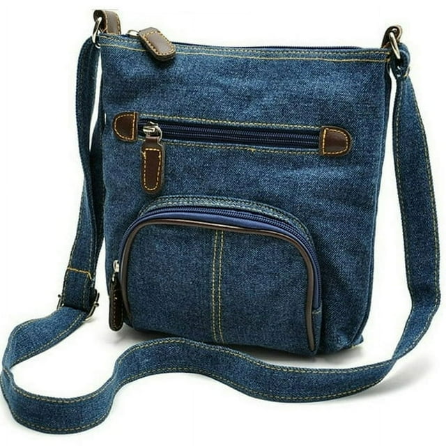 Women Casual Shoulder Denim Bag Adjustable Multi Pocket Crossbody Bags