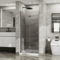 thumbnail image 2 of Shower Door Goodyo 34"x 72" Bifold Frameless Glass Shower Door 1/4 inch Tempered Clear Glass Pivot Swing Shower Panel in Chrome Finish, Foldable,Glass Shower Door, 2 of 6