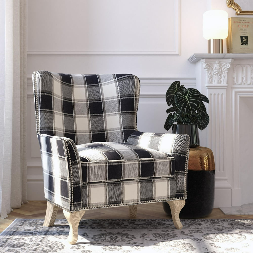 Woven Paths Accent Chair, Black and White Plaid - Walmart.com - Walmart.com