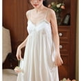 thumbnail image 3 of Defitshape Women's Vintage Nightgown Sexy Pjs Summer Soft Comfy Long V Neck Victorian Sleepwear Sleeveless Cami Spring Loungewear White Medium, 3 of 4