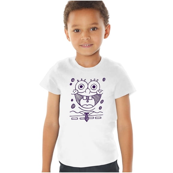 SpongeBob SquarePants SpongeBob Felt Pen Grin Kids T Shirt (4) for Toddler Boys and Girls, Yellow