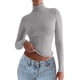 thumbnail image 1 of Camisetas Básicas para Mujer, Tops Cortos Ajustados para Salir, Lindas Camisetas de Cuello Alto para Adolescentes, Ropa de Larga Y2K Gris L, 1 of 9
