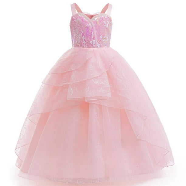 Disfraz de bruja Szytypyl Glinda para niñas, vestido rosa de poliéster