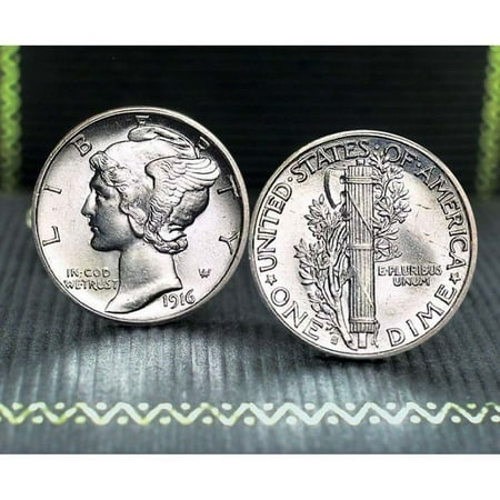 Silver Mercury Dime Coin Cuff Links