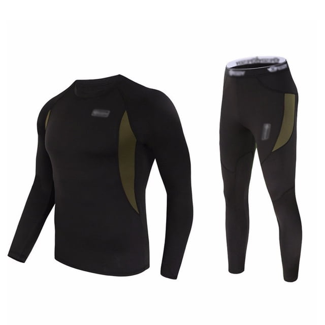 Hweilai Men's Thermal Underwear Set Quick Dry Winter Fleece Lined Sports Long Base Layer Set