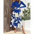 thumbnail image 6 of FreshPretty Womens Floral Maxi Dress Spring Summer Casual Crewneck Long Sleeve Ruffle Flowy Cocktail Wedding Guest Dresses, 6 of 7