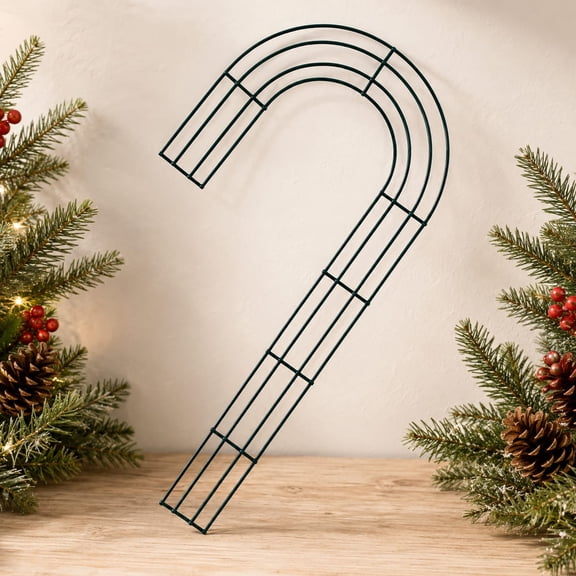 Under 4$! Candy Cane Wire Wreath Frame, 11.81 x 4.72 Inch J-Shaped Metal Wreath Form for DIY Christmas Crafts, Holiday Garland and Floral Decorations