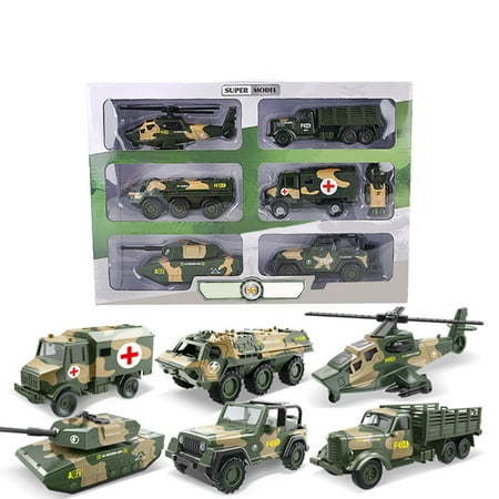 6Pcs Kids Boys Simulate Pull Back Military Series Tanks Aircraft Cars Toys