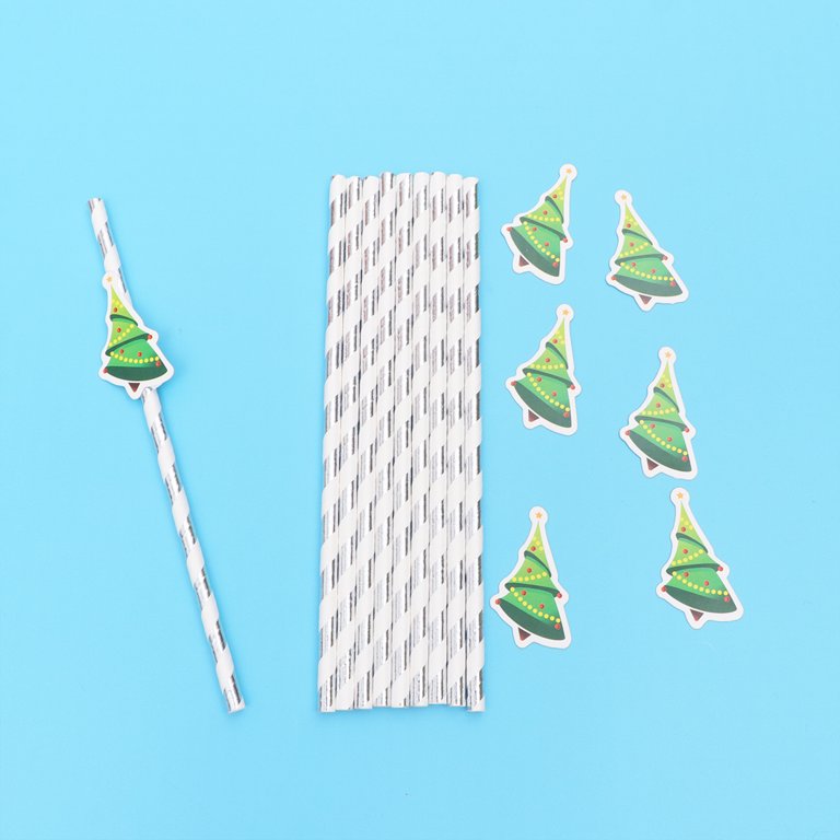 30pcs Christmas Straws Decor Christmas Party Straws Cartoon Paper Straws Drinking Straws (Christmas Tree Christmas Crutch Christmas Snowman), Size