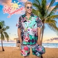 thumbnail image 3 of Alaiyaky Hawaiian Shirts for Men, Mens T Shirt and Short Bucket Hat Sunglasses Set Short Sleeve Tropical Summer Beach Vacation Fancy Costume Adult Outfit, 3 of 7