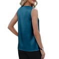 thumbnail image 5 of TEAJOPSUU Satin Tank Tops for Womens Smoothing Sleeveless V Neck Shirts Casual Loose Pleated Straps Slim Fit Camisole Blouses Blue, 5 of 8