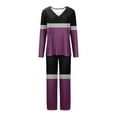 thumbnail image 5 of biudgviw Womens Pajama Sets Trendy Color Block Long Sleeve Sleep T-Shirts Baggy Comfy Long Pants Loungewear Sleepwear Sets, 5 of 5