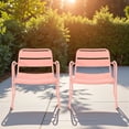 thumbnail image 3 of Tcbosik 2 Pack Metal Chairs for Outdoor, Modern Armchair, Accent Club Chair for Porch, Garden, Patio, Backyard, Easy Assembly, Coral, 3 of 11