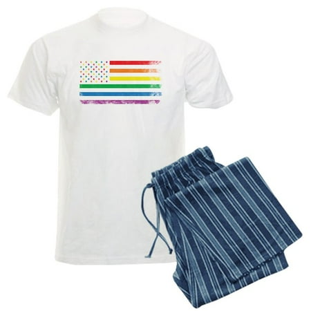 

CafePress - Rainbow American Flag Pajamas - Men s Light Pajamas