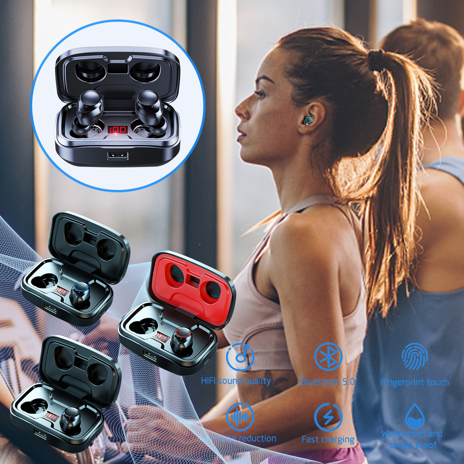 Viflosae Bluetooth 5.0 Headphones With Charging Box Wireless Headphones Stereo Sports Earbuds Headphones Electronics Gadgets Sales