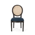 thumbnail image 4 of GDF Studio Towner French Country Fabric Wood and Cane Dining Chairs, Set of 2, Navy Blue, Natural, and Dark Brown, 4 of 7