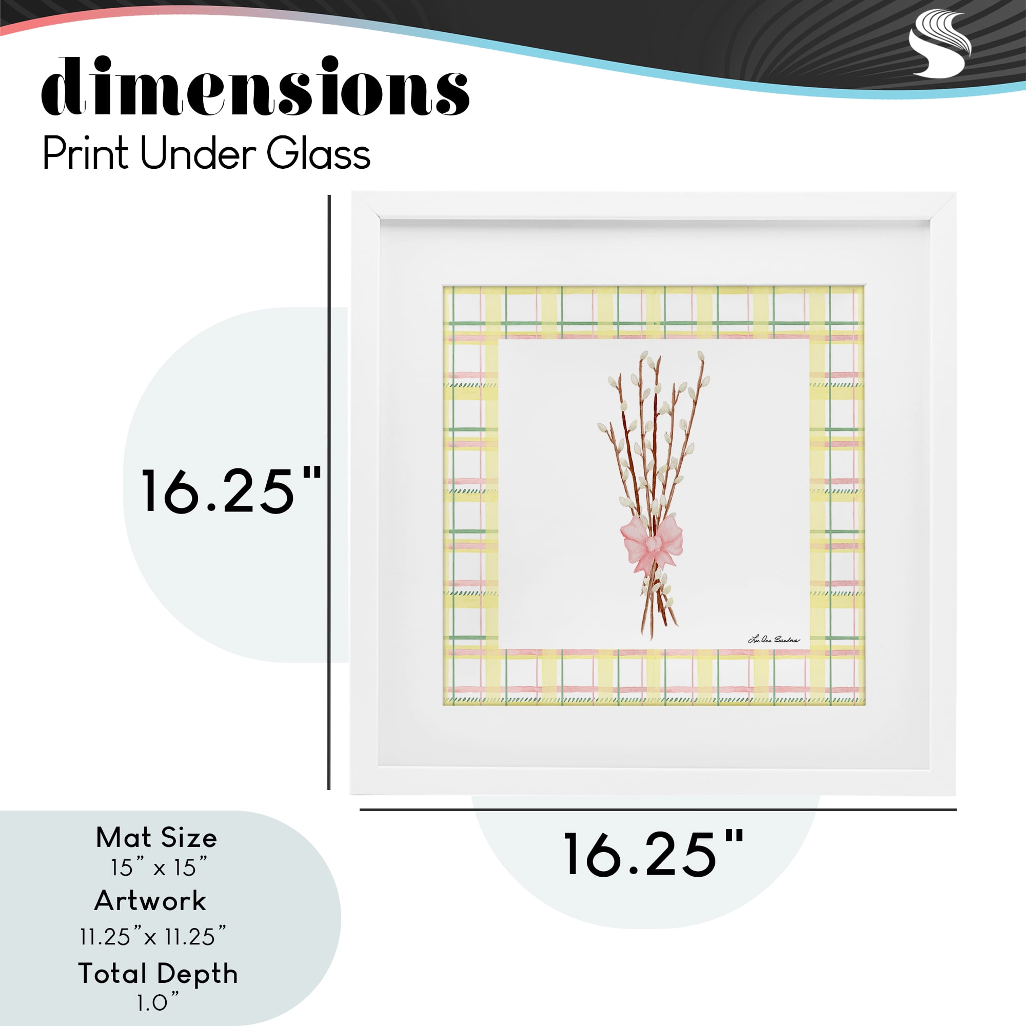 Pastel Spring Pussy Willow White Framed Print Under Glass, design by Lee Ann Sanders
