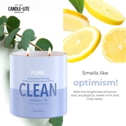 Candle-Lite Pure Eucalyptus & Lily Odor Eliminating Scented Candles, Neofresh Technology Eliminates 99.9% of Odors, 16 oz 2-Wick Jar, Proudly Poured in the USA, 44-60 Hours Burn Time