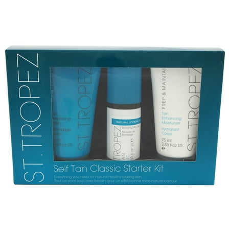 Tan Applicator - St. Tropez Self Tan Starter Kit - 4 Pc Kit 2.53oz Tan Enhancing Body Polish, 2.53oz Tan Enhancing Body Moisturiser, 1.69oz Self Tan Bronzing Mousse, Tan Applicator Mitt