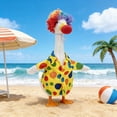 thumbnail image 6 of Outdoor White Goose Statue with Costume set Garden Decor, Summer Floral Dress Outfit for 23 Inch Porch Goose, Bright Beach Style with Sun Hat, Perfect for Pool Party and Lawn Display, 6 of 9