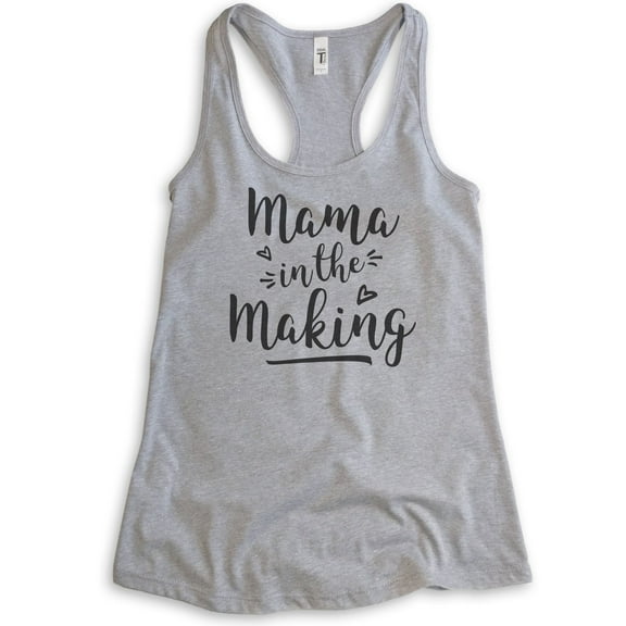 Mama In The Making Tank Top, Ladies Racerback Tank Top, Pregnancy Baby Announcement Tank, Pregnant Tank, Heather Gray, XX-Large