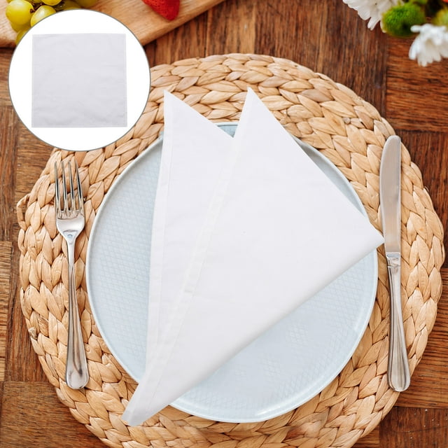OUNONA 6Pcs White Napkins Cloth Dinner Table Cloths Polishing for Indoor and Outdoor Use