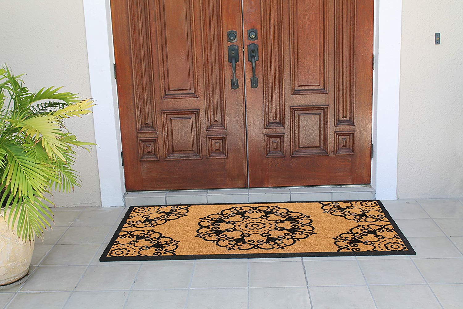 A1HC First Impression Handcrafted Coir Doormat for Outdoor Double Door Entrance, Heavy-Duty Large Front Door Mat, Long-Lasting - 36" x 72"