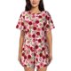 thumbnail image 1 of Balery Rose Flowers Conjunto de Pijama para Mujer con Estampado, Dos Piezas de Manga Corta y Shorts, Ropa de Dormir Suave con Cuello Redondo y Bolsillos-Medium, 1 of 6