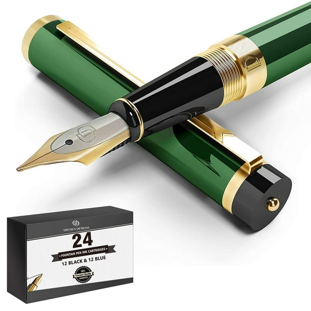 Pluma estilográfica Dryden Designs con punta mediana, color verde esmeralda
