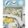thumbnail image 4 of Yellow Lemon Twin Size Down Alternative Comforter, Lightweight Comforter Quilt Bedding Set with Pillow Shams Green Leaf Blue Flower Tropical Fruit All Seasons Bed Comforter Duvet Insert 68"x86", 4 of 7