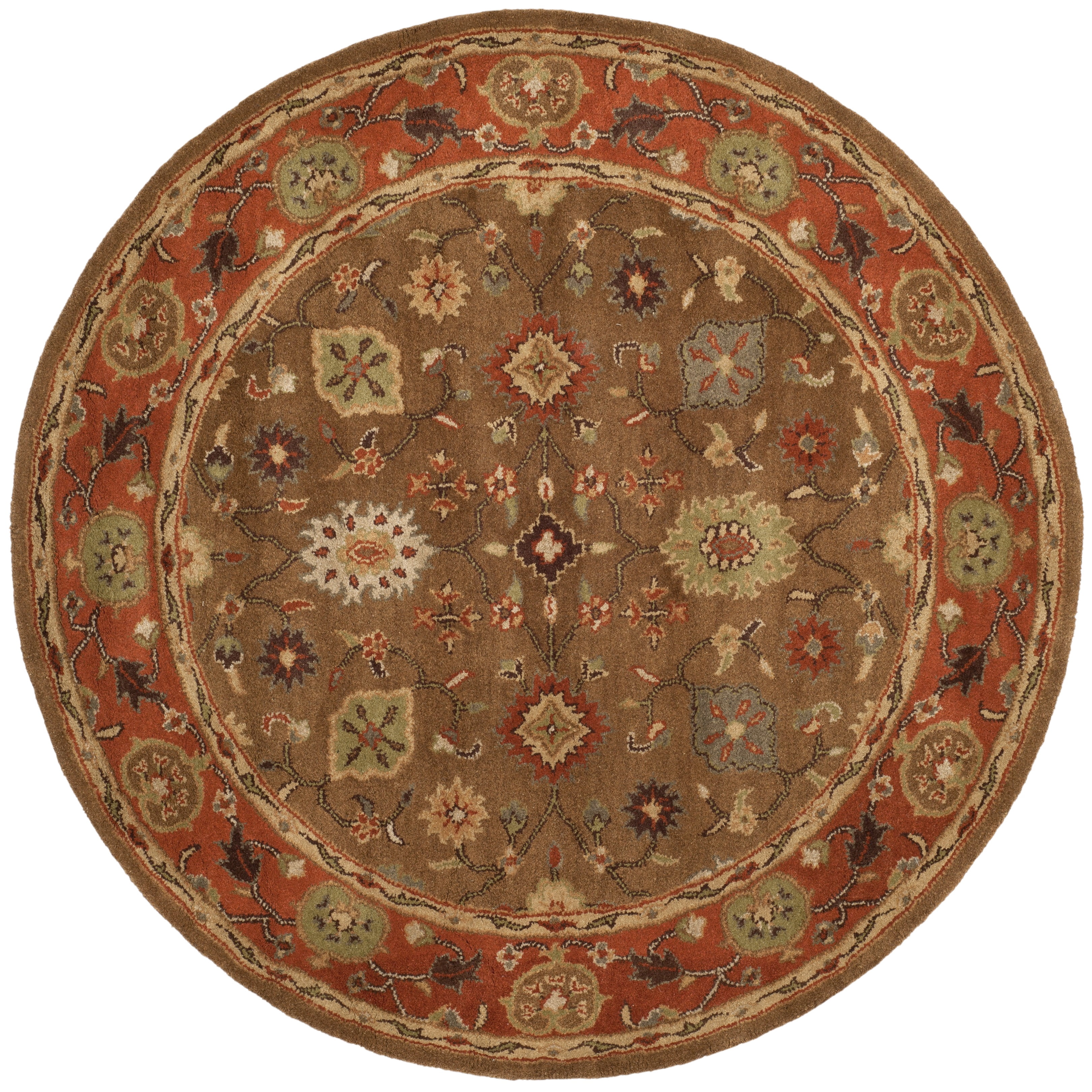 Safavieh Heritage Rothesay Oriental Wool Area Rug, Moss/Rust, 6' x 6' Round
