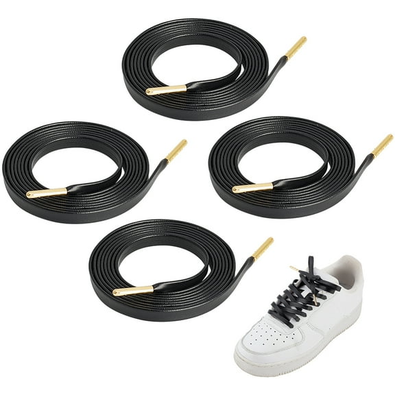 Imitation Leather Shoe Laces Flat Shoelace Black 1408x7x1mm DIY
