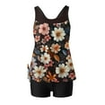 thumbnail image 4 of WTOBBY Women's Flowy Tankini Set Printed Two-Piece Swimsuit with Adjustable Shorts & Top Conservative Beachwear for Pool Party,Black L, 4 of 5