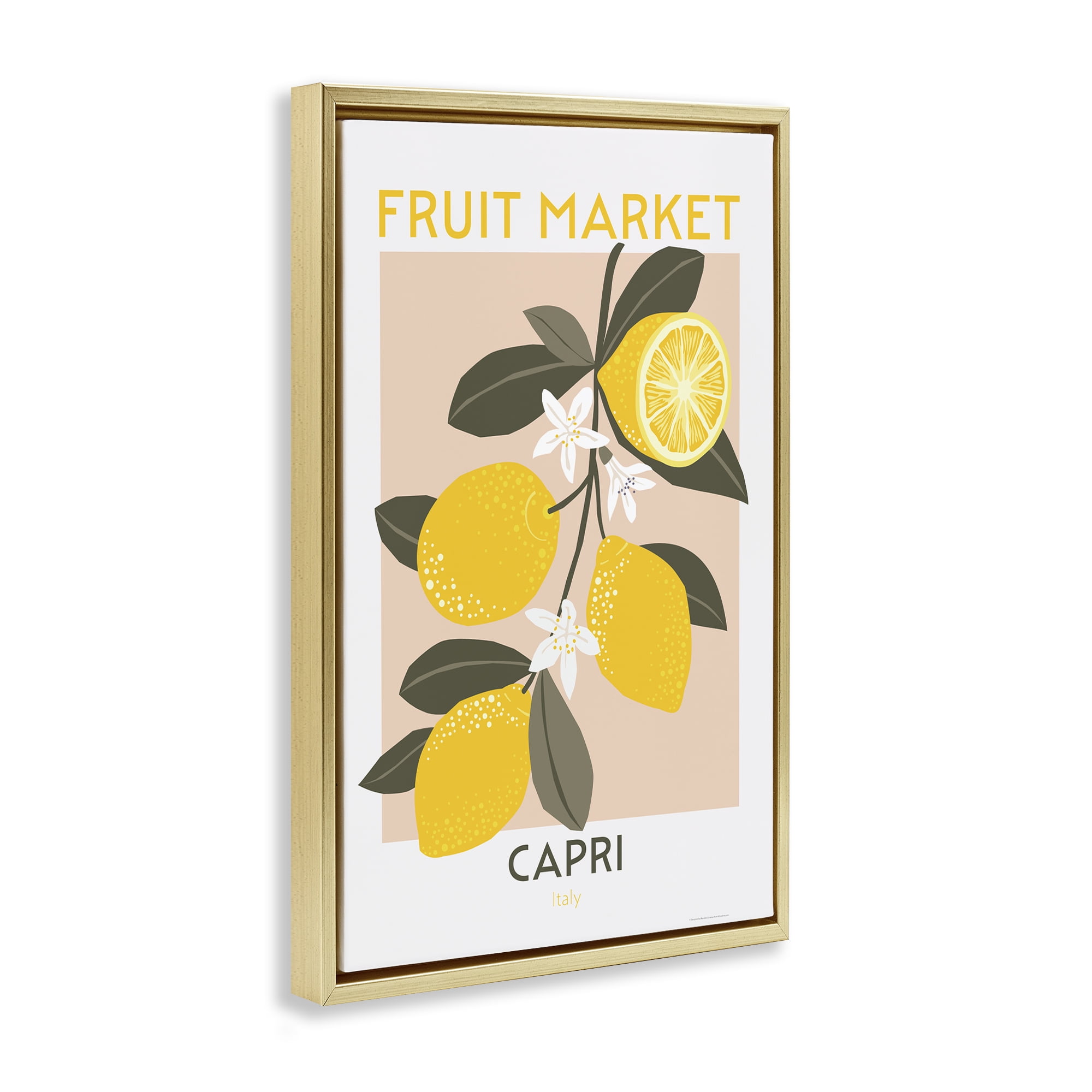 Stupell Industries Fruit Market Lemon Branch Food & Beverage Painting Gold Floater Framed Canvas Art Print Wall Art, 17 x 25