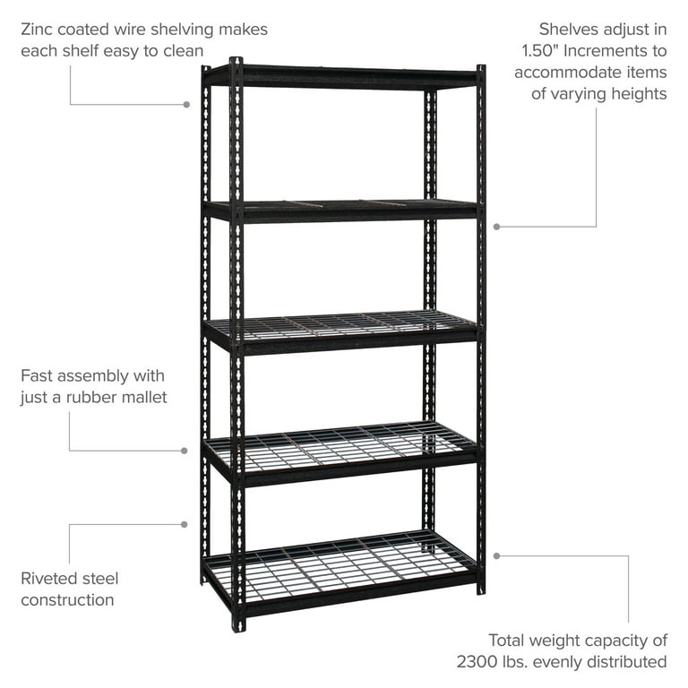 Iron Horse 2300 Riveted Wire Deck Shelving 5-Shelf