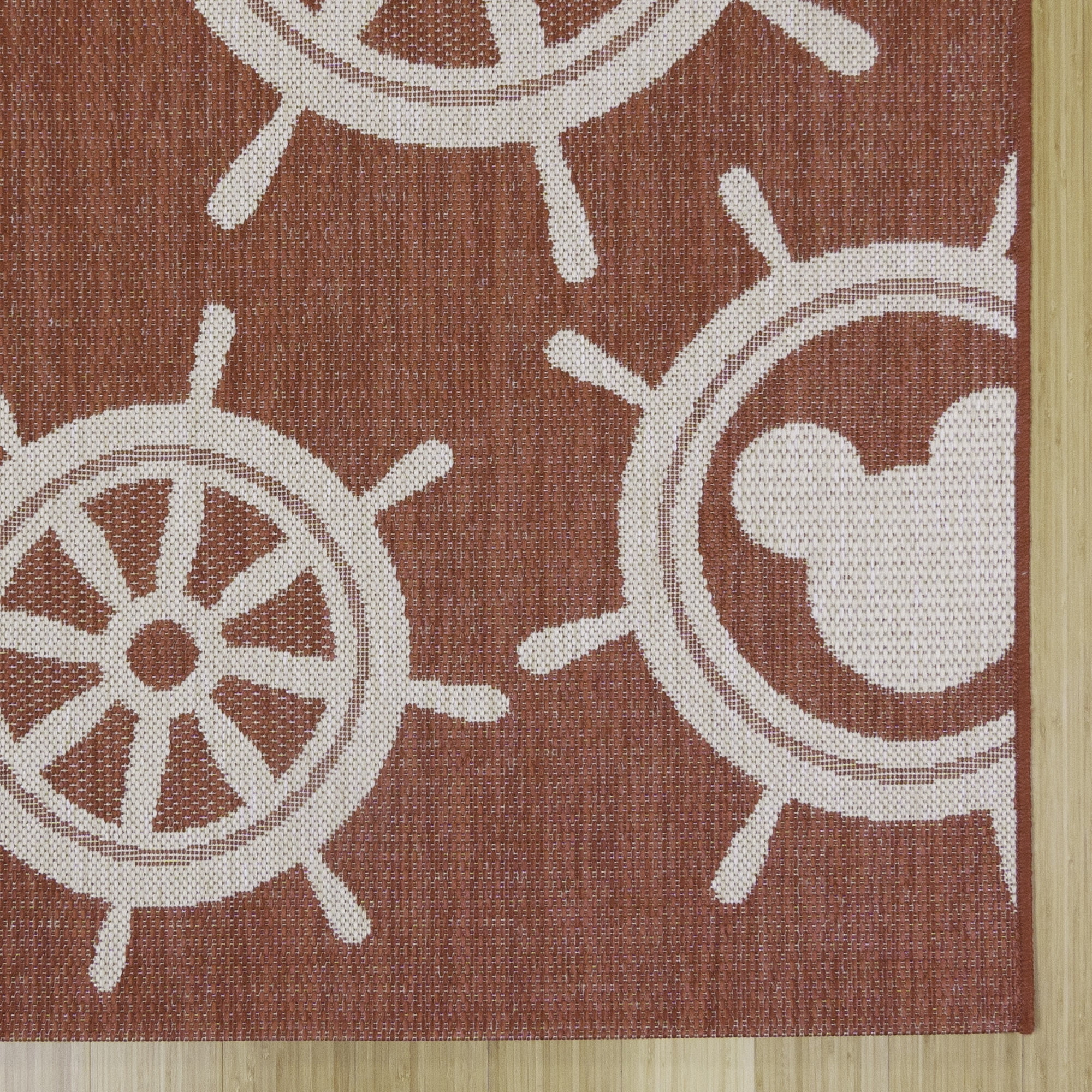 Disney Outdoor Mickey Mouse Maritime Coastal Geometric Red Area Rug, 8x10