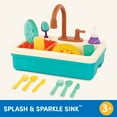 thumbnail image 6 of Battat Splash & Sparkle Sink Plastic Real Faucet and Magic Dishes, Toddler and Preschool Toys, 6 of 12