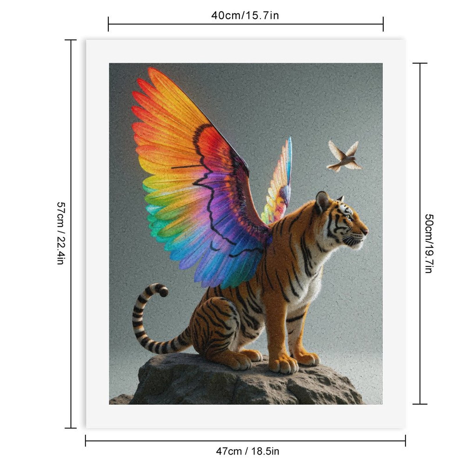 Paint By Numbers Kit for Adults Beginner - Tiger Rainbow Wings Rock Bird DIY Canvas Painting Kits for Adults, Frameless Paint By Number for Adults for Home Wall Decor 16x20 Inch