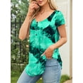 thumbnail image 3 of Fancyglim Womens Plus Size Tunic Summer Tops Casual Henley T-Shirts Green 3xl, 3 of 7