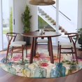 thumbnail image 3 of Round Rugs 5Ft, Colorful Flowers Round Area Rug Washable Indoor Throw Carpet, Country Retro Watercolor Spring Floral Soft Non Slip Circle Rug for Cabinet Bathroom Home Decor Aesthetic, 3 of 8