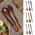 thumbnail image 2 of 3Pcs/Set Handmade Japanese Style Natural Spoon Fork Chopsticks Wooden Sale Q7R4, 2 of 8