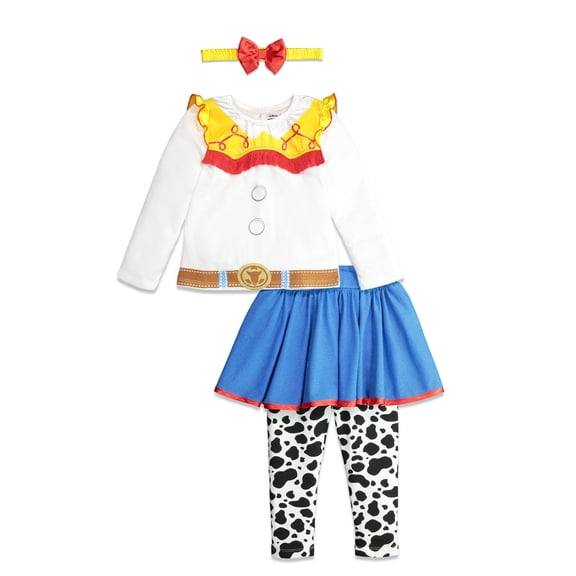 Disney Pixar Toy Story Jessie Infant Baby Girls Cosplay T-Shirt Skegging and Headband 3 Piece Infant to Little Kid