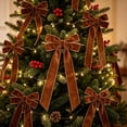 thumbnail image 4 of Velvet Christmas Bows, 16 Pack Ornament Set, Hanging Ribbon Bows for Christmas Tree Wreath Garland Gift Wrap Decor, Coffee, 4 of 6