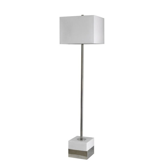 Bethel International Floor Lamp Polished Nickel Metal & Marble