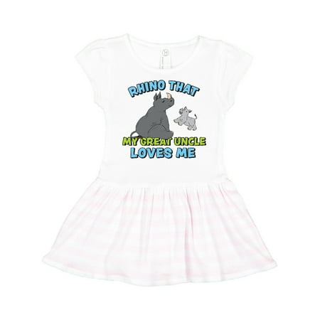 

Inktastic Rhino That My Great Uncle Loves Me With Cute Rhinos Gift Toddler Girl Dress