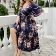 thumbnail image 6 of Aloohaidyvio 2024 Summer Plus Size Dresses,Women V Neck Casual Loose Bohemian Floral Dresses Short Sleeve Summer Beach Tummy Midi Dresses 4XL, 6 of 6