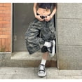 thumbnail image 7 of Women’s Vintage Camouflage Wide Leg Jeans, High Waist Loose Fit Straight Cargo Denim Cropped Pants, Casual Everyday Wear, Belt Not Included, 7 of 7