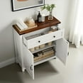thumbnail image 3 of GZXS 30" Farmhouse Kitchen Cabinet with Barn Doors, Storage Drawer, Adjustable Shelf & Metal Handles, Multifunctional Buffet Sideboard for Coffee Bar, Living Room, Entryway (White), 3 of 7