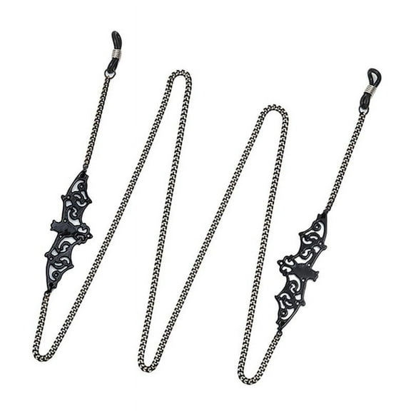 Metal Eyeglass Chain Black Bat Eyewear Retainer Cord, Reading Glasses Holder, Adjustable Ends
