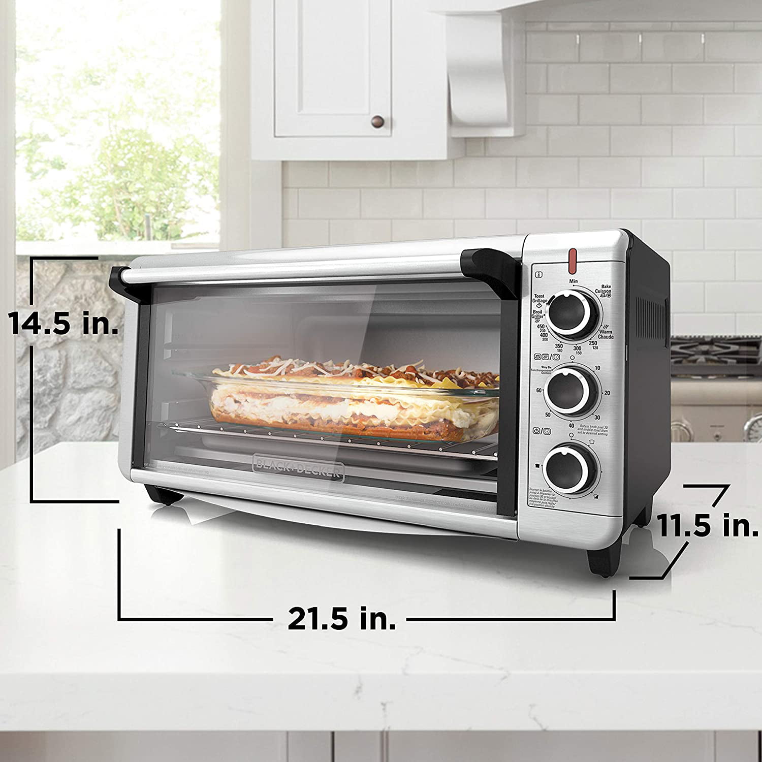 BLACK+DECKER 1500 W 8-Slice Black and Silver Countertop Convection Toaster  Oven with Temperature Controls TO3290XSD - The Home Depot